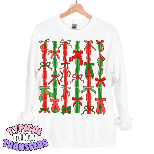 Red and green ribbon bows | DTF Screen Print | POD