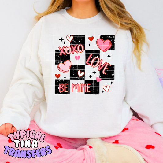 B&W checkered XOXO | DTF Transfers | POD