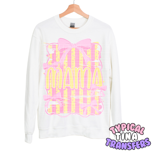 Mama Yellow stripped BG | DTF Transfers | POD