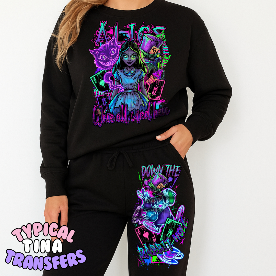 We are all mad here (dark neon) | DTF Transfers | POD