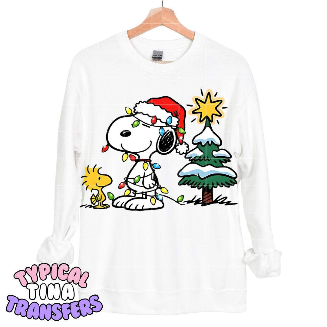 Snop with christmas lights and tree | DTF Transfers | POD