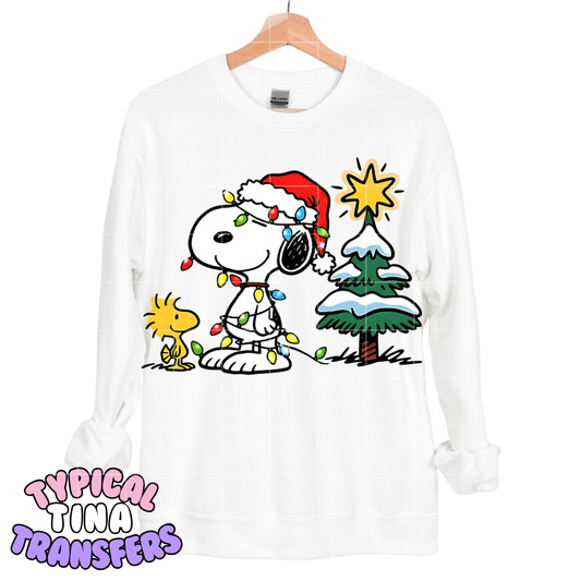 Snop with christmas lights and tree | DTF Transfers | POD