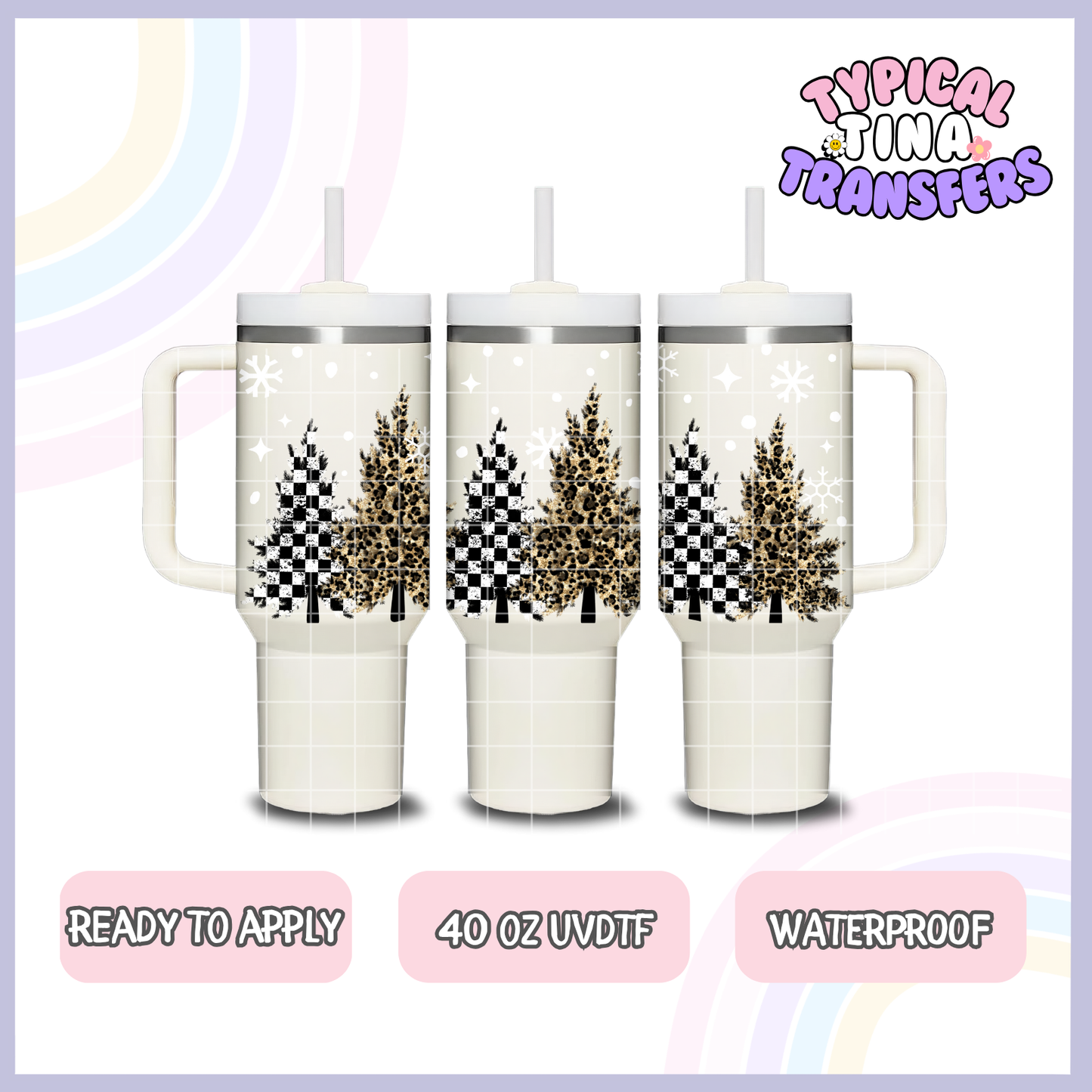 Christmas Checkered Green and Check pattern | 40oz UVDTF Wrap | POD