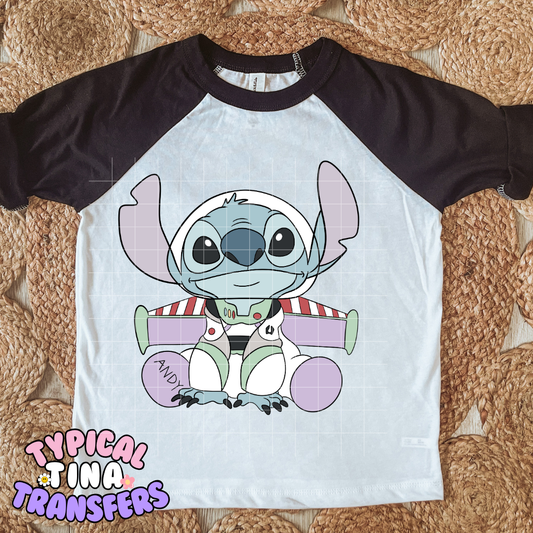 Space Man Blue Alien | DTF Transfer | 15" Adult