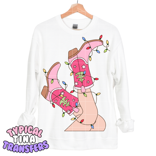 Christmas Cowgirl boots | DTF Transfers | POD