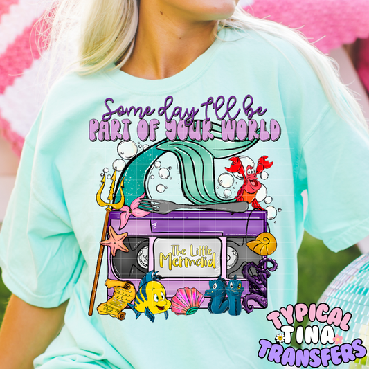 Mermaid VHS | DTF Screen Print | 9" Youth