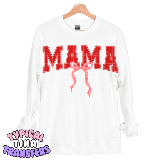 Mama (red) with pink bow | DTF Transfers | POD