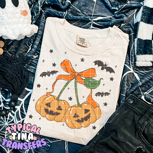Coquette Halloween Pumpkin Cherries | DTF Transfer | POD