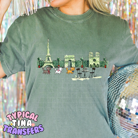 Kitties and France | DTF Screen Print | POD
