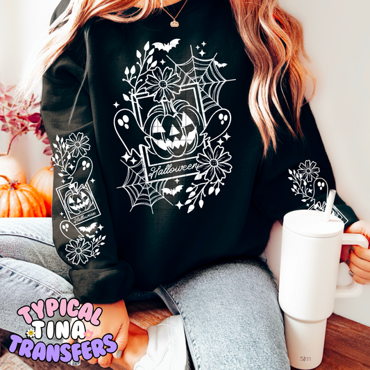 Simple outline pumpkin and ghost | DTF Transfer | POD