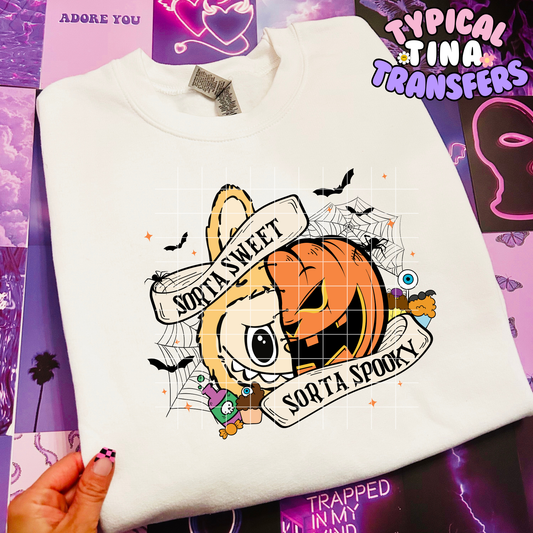 Sorta Sweet and Sorta Spooky Labo pUmpkin with webs | DTF Transfer | POD