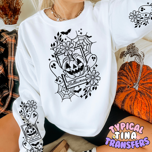 Simple outline pumpkin and ghost | DTF Transfer | POD