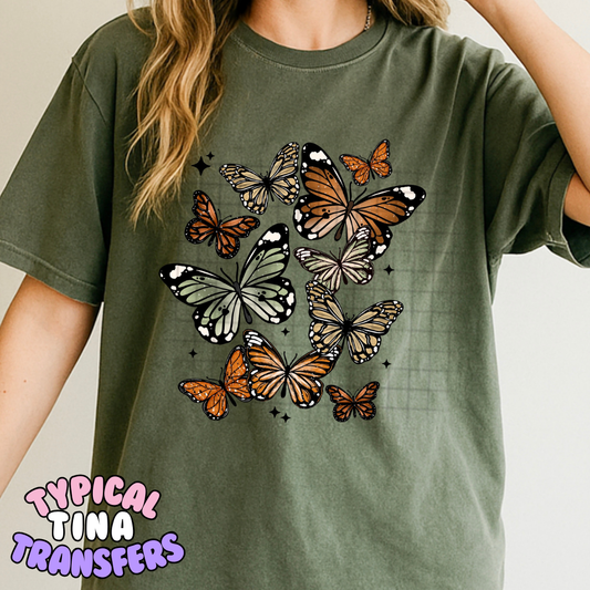 Monarch butterflies different shades | DTF Transfers | POD