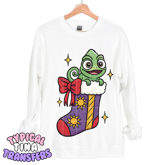 Christmas Stocking Chameleon | DTF Transfers | POD