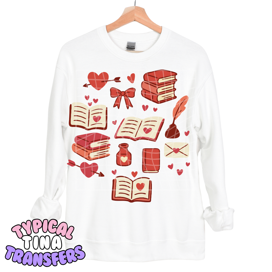 Valentine books and bows | DTF Transfers | POD