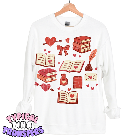 Valentine books and bows | DTF Transfers | POD