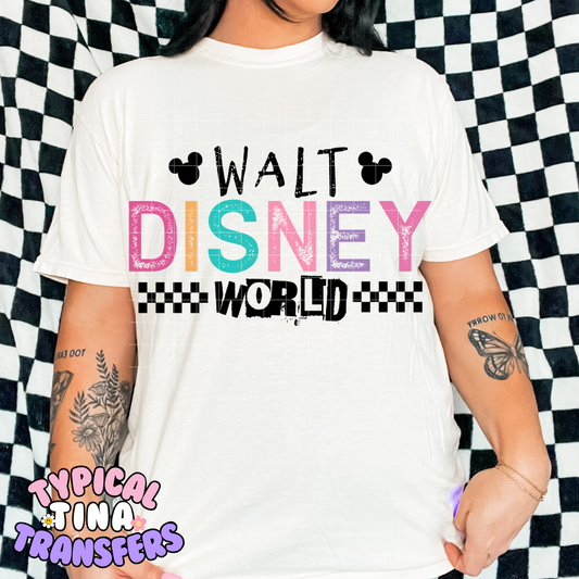 W. Dis World checkered | DTF Transfer | 12" Adult