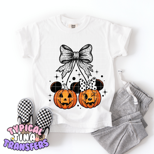 Spooky coquette Mouse pumpkins | DTF Transfer | POD