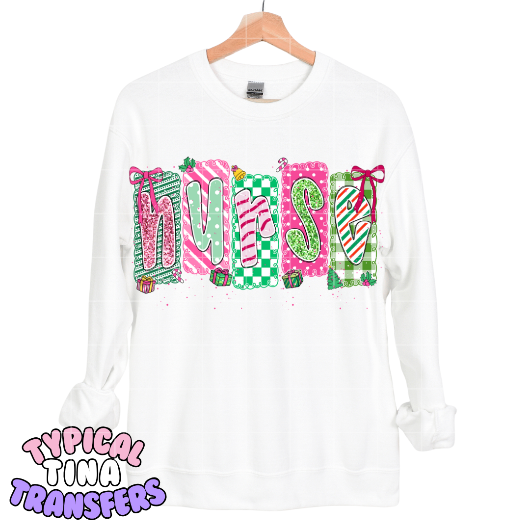 Nurse Xmas patches | DTF Screen Print | POD