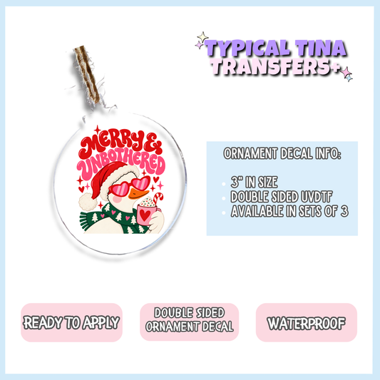 Merry & unbothered | 3" Xmas Ornament | POD