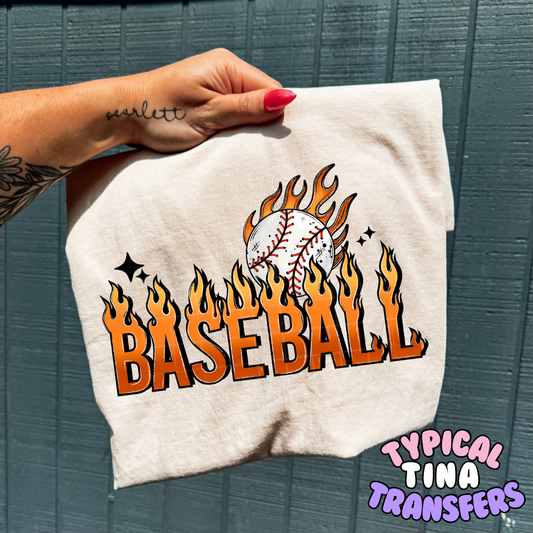 Baseball flames | DTF Transfers | POD