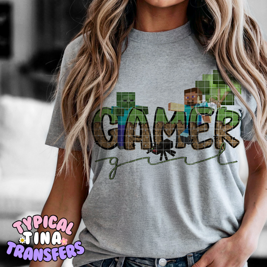 Gamer girl miner | DTF Transfer | 9" Youth