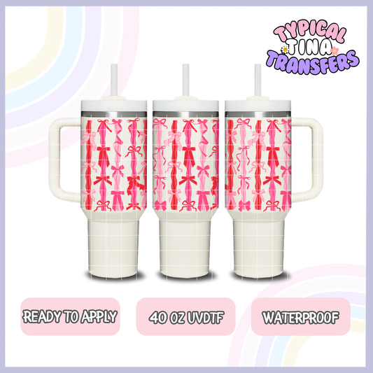 Red and Pink Ribbon bows | 40oz UVDTF Wrap | POD