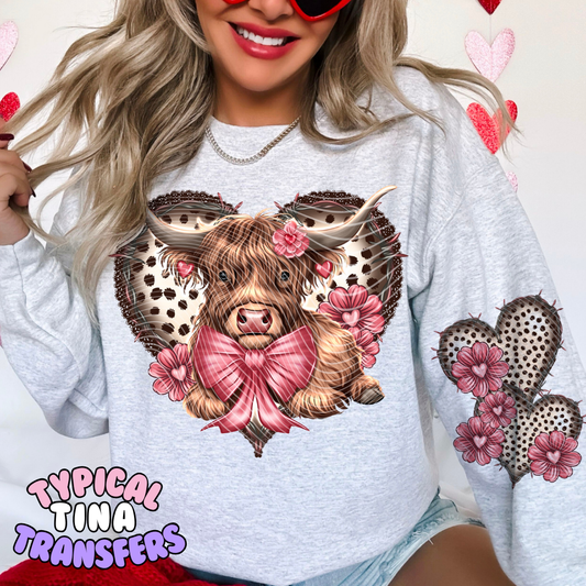 valentine Cow (spotted background) | DTF Transfers | POD