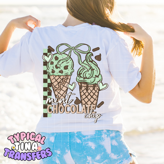 Mint Chocolate Chip Ice Cream | DTF Transfer | POD