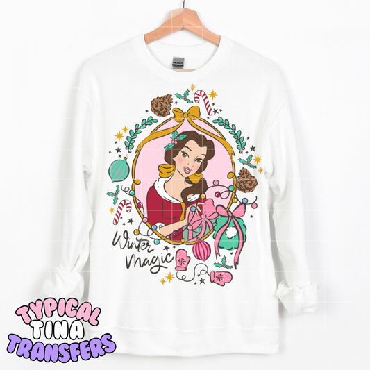 Holiday Princess Frames - with florals | DTF Transfer | POD - pick the design