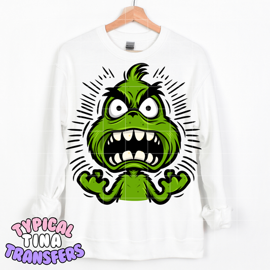 Cartoon style - angry gr!nch | DTF Transfer | POD