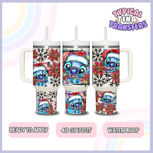 Blue Alien holiday selfie | 40oz UVDTF Wrap | POD