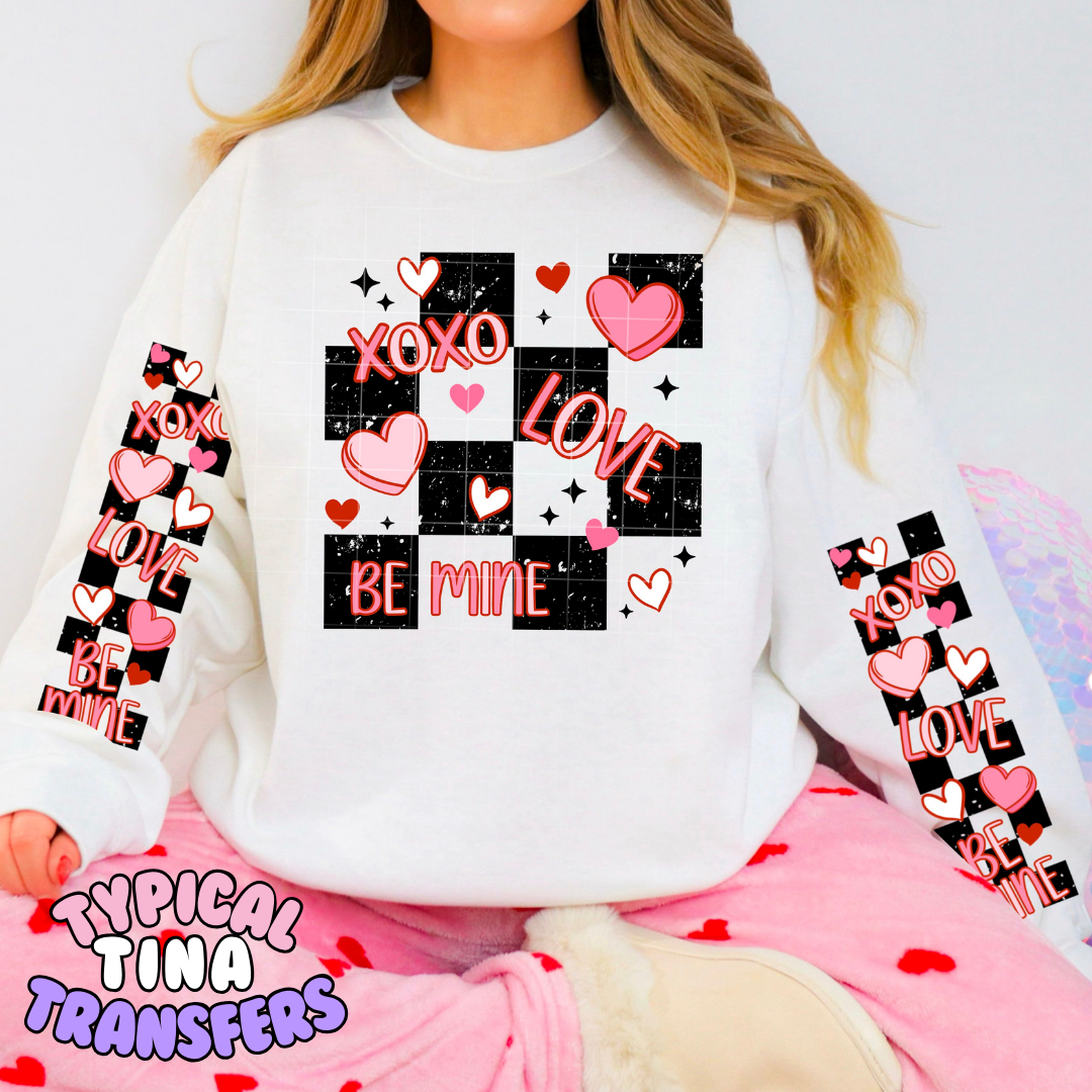B&W checkered XOXO | DTF Transfers | POD