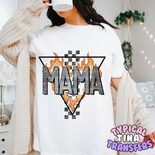 Mama flames checkered | DTF Transfer | POD