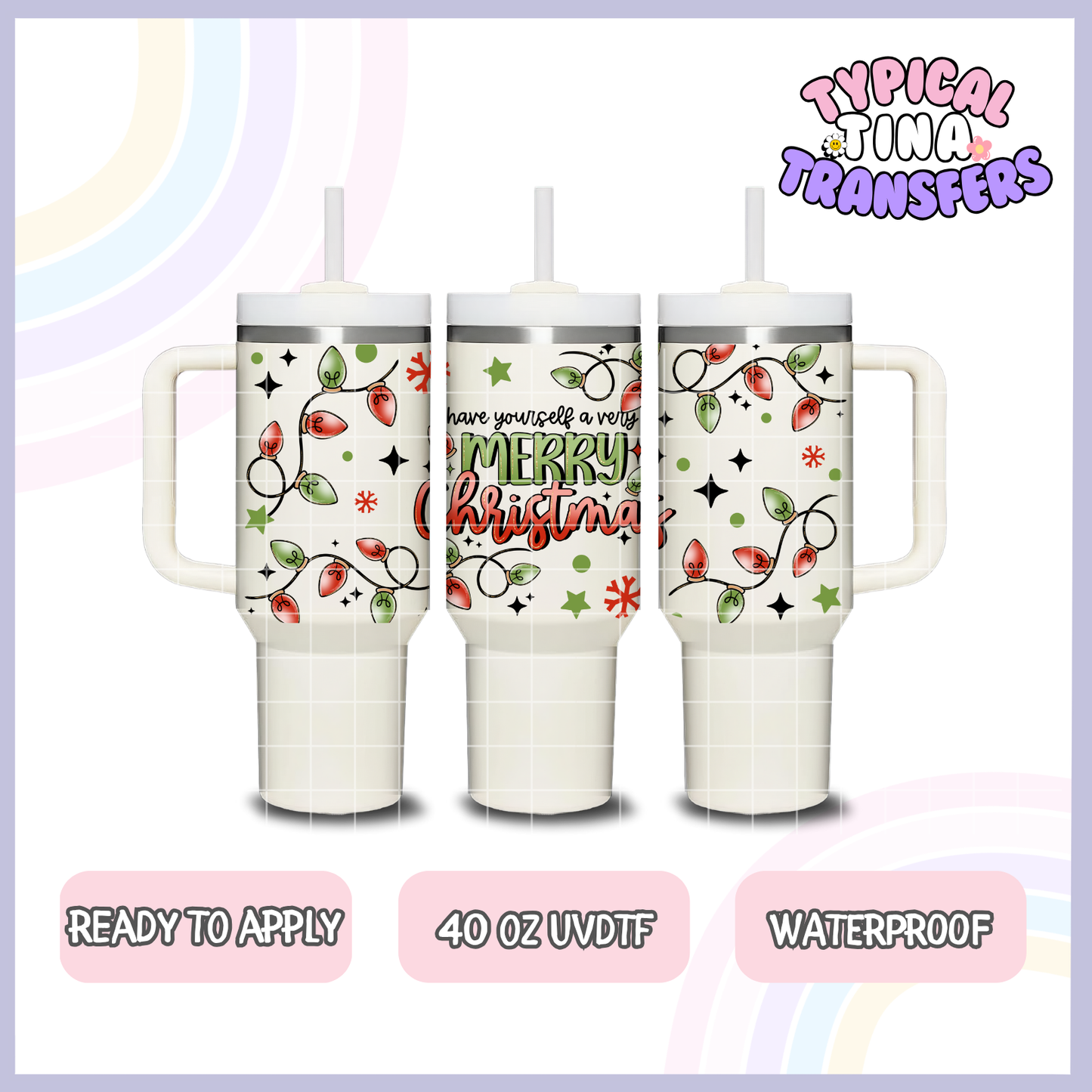 Have yourself Merry Christmas Lights | 40oz UVDTF Wrap | POD