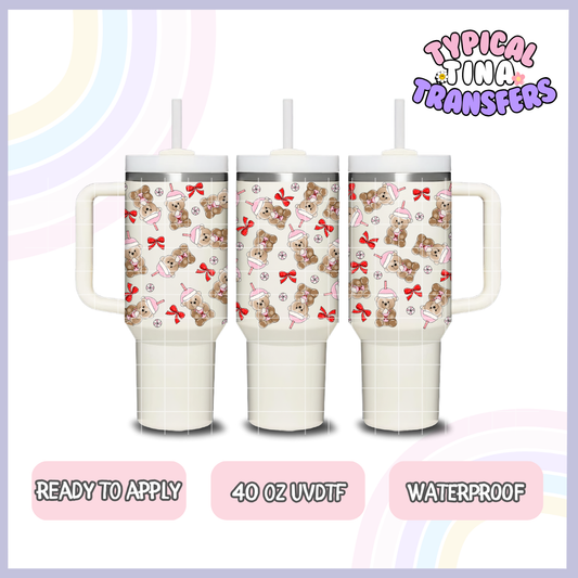 pink bear cup | 40oz UVDTF Wrap | POD