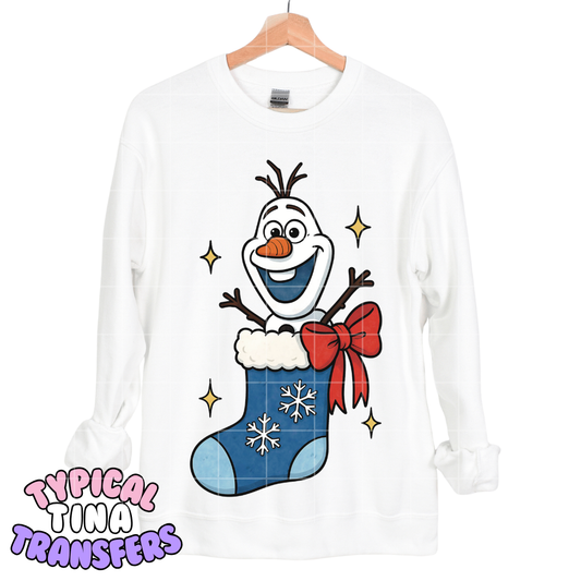 Christmas Stocking Cute Snowman | DTF Transfers | POD