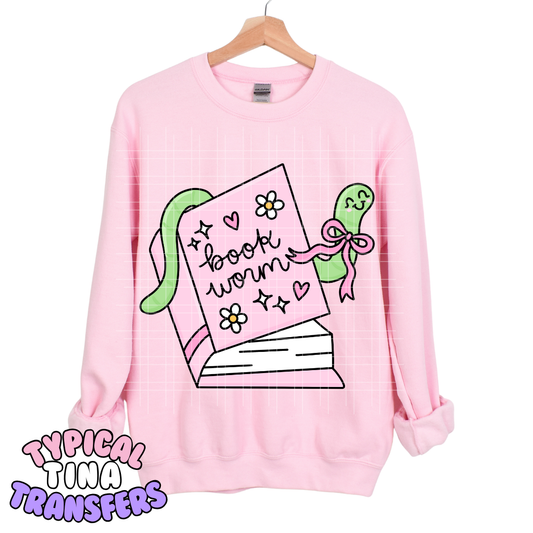Book Worm pink book | DTF Transfers | POD
