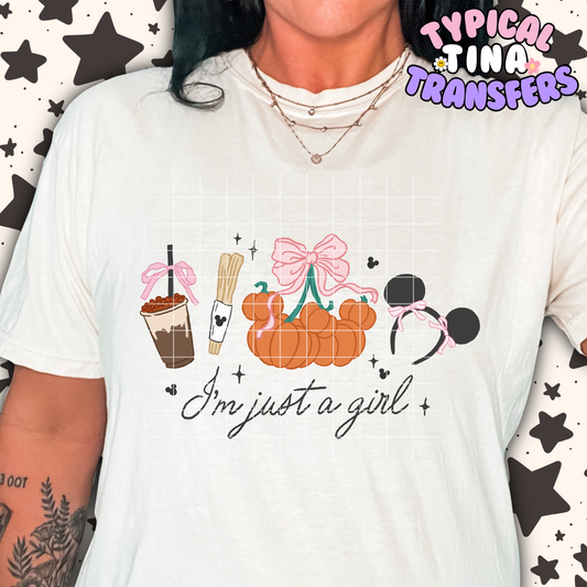 Just a girl magical Fall with words | DTF Transfer | 15" Adult