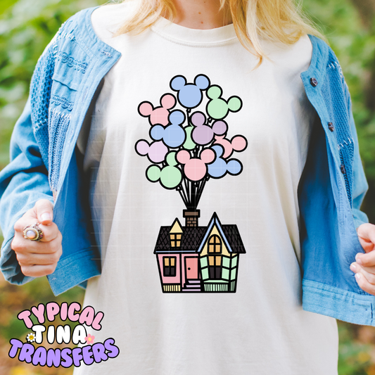Up House Mouse Balloons | DTF Screen Print | 11" Adult