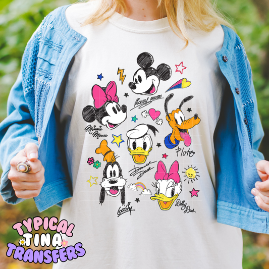 Sketched Magical retro group | DTF Screen Print | POD