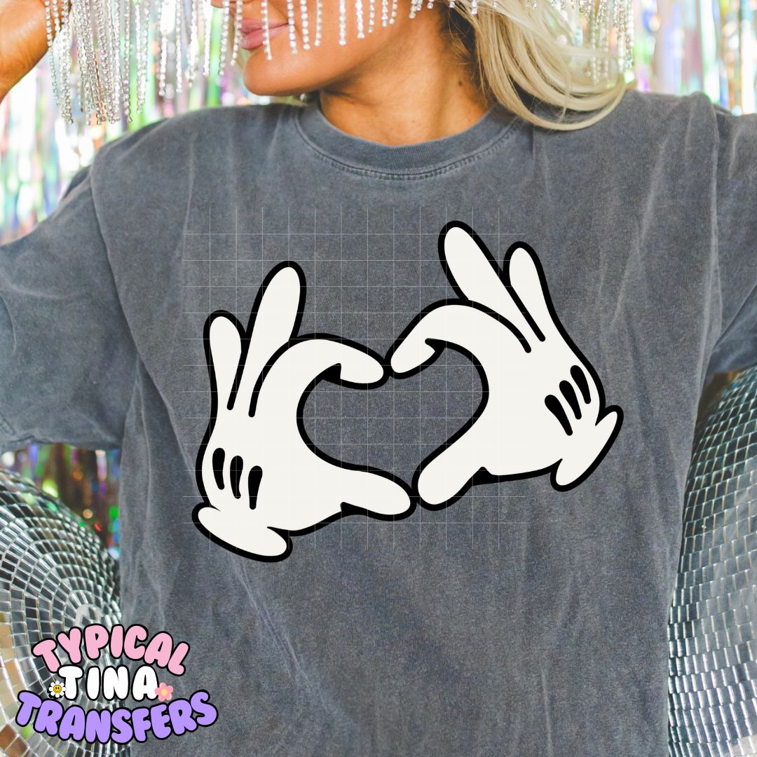 Heart Hands Mouse | DTF Screen Print | POD