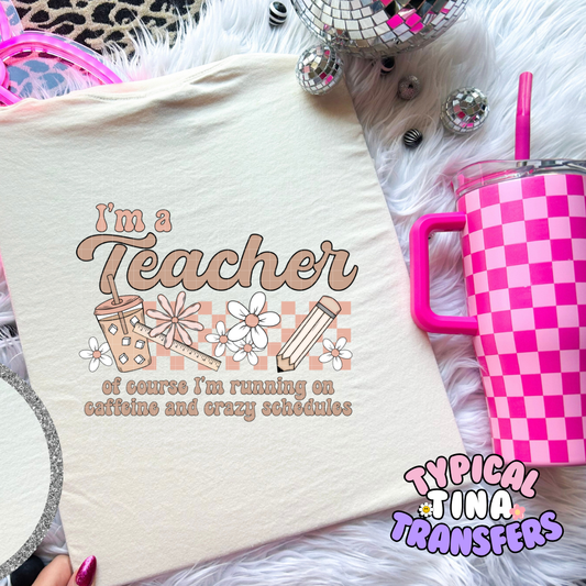 I'm a teacher checkered | Adult 11" DTF Screen Print | POD