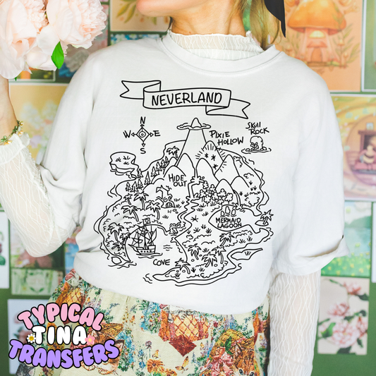 Neverland Map | DTF Screen Print | POD