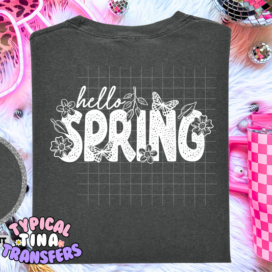 Hello Spring (white) | DTF Screen Print | POD