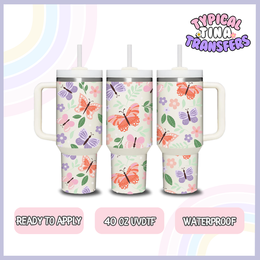 pastel butterflies | 40oz UVDTF Wrap | POD