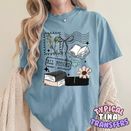 All booked stamp style | DTF Transfers | POD