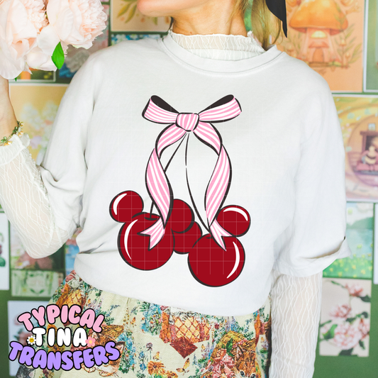 Mouse Cherries with bows | DTF Screen Print | POD