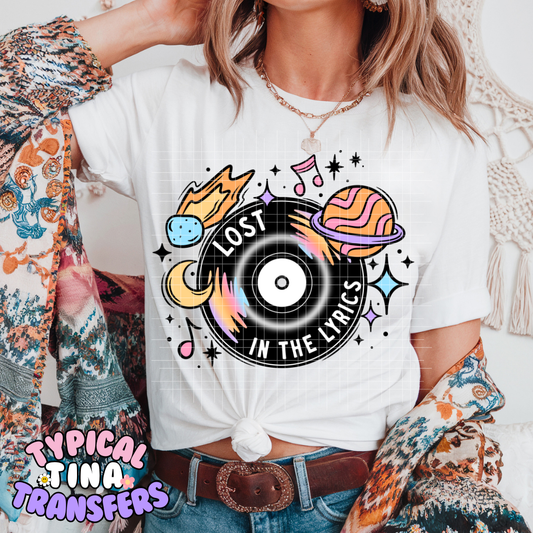 Lost in the Lyrics (black) | DTF Screen Print | POD