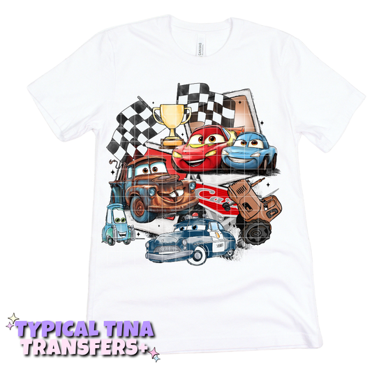 racing cars checkered flags | DTF Transfers | POD